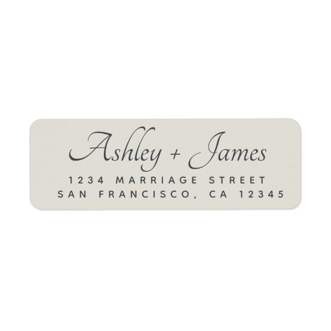 Elegant Script Grey Wedding Return Address Label (Front)