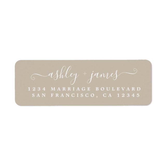 Elegant Script Grey Wedding Return Address Label (Front)