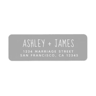 Elegant Script Grey Wedding Return Address Label