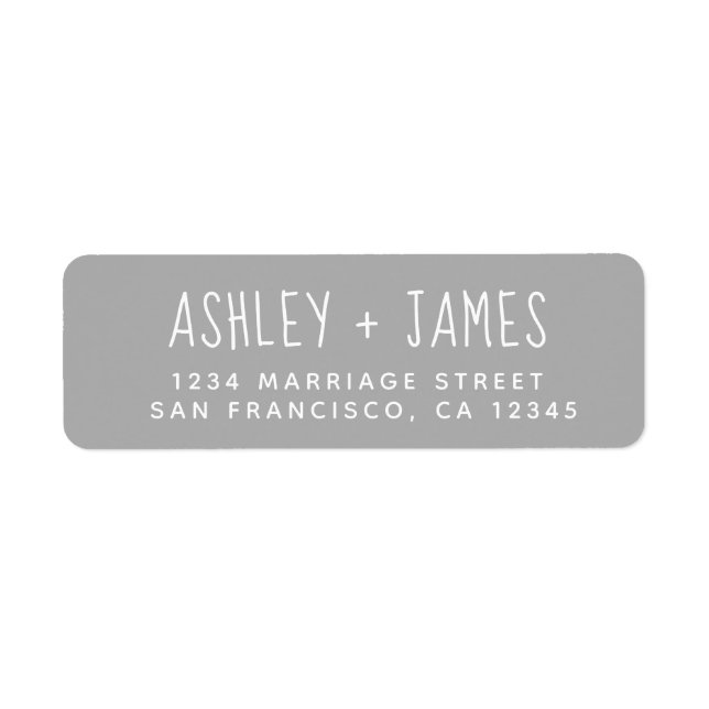 Elegant Script Grey Wedding Return Address Label (Front)
