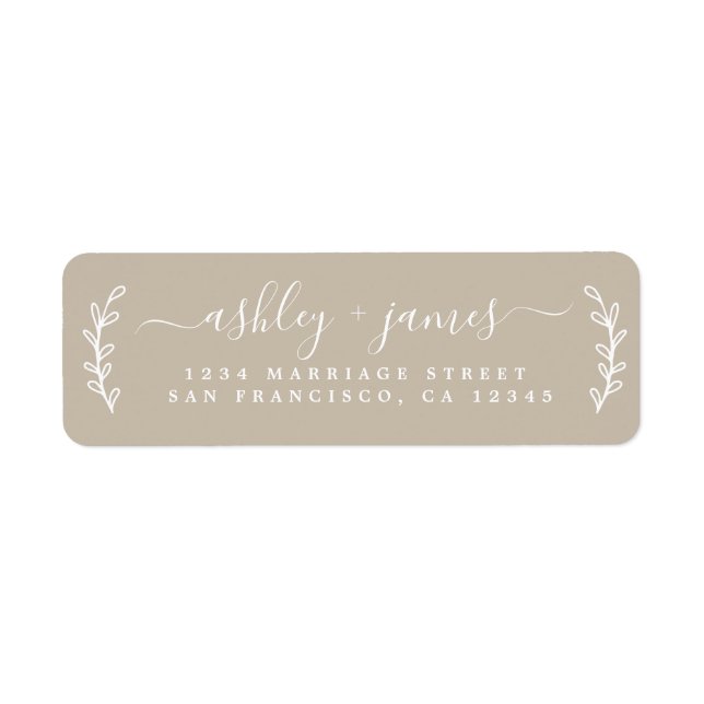 Elegant Script Grey Wedding Return Address Label (Front)