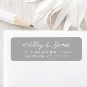 Elegant Script Grey Wedding Return Address Label