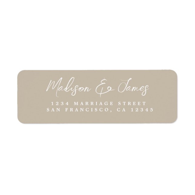 Elegant Script Grey Wedding Return Address Label (Front)