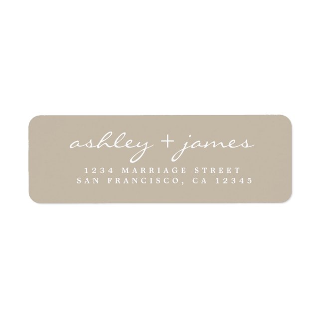 Elegant Script Grey Wedding Return Address Label (Front)