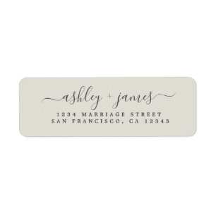 Elegant Script Grey Wedding Return Address Label