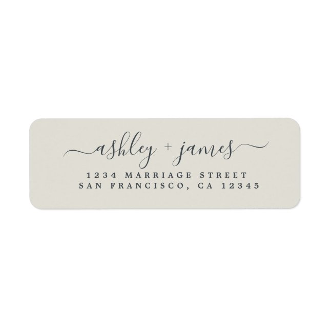Elegant Script Grey Wedding Return Address Label (Front)