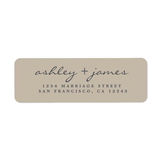 Elegant Script Grey Wedding Return Address Return Address Label (Front)