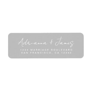 Elegant Script Grey Wedding Return Address Return Address Label