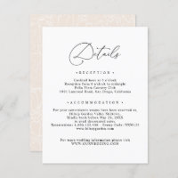 Elegant Script Guest Information Details Wedding