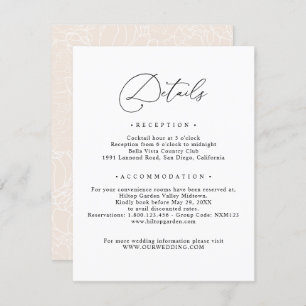 Elegant Script Guest Information Details Wedding Enclosure Card