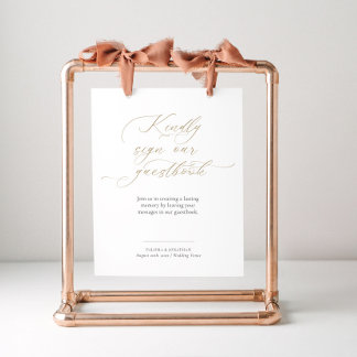 Elegant Script Guestbook Wedding Table Sign