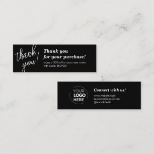 Elegant Script Handwriting Thank You Black Mini Business Card