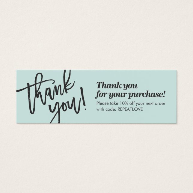 Elegant script handwriting thank you mint green (Front)