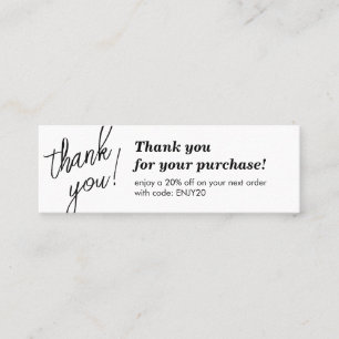 Elegant Script Handwriting Thank You White Mini Business Card