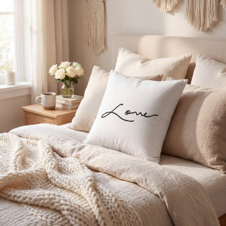 Elegant script handwritten black white Cushion