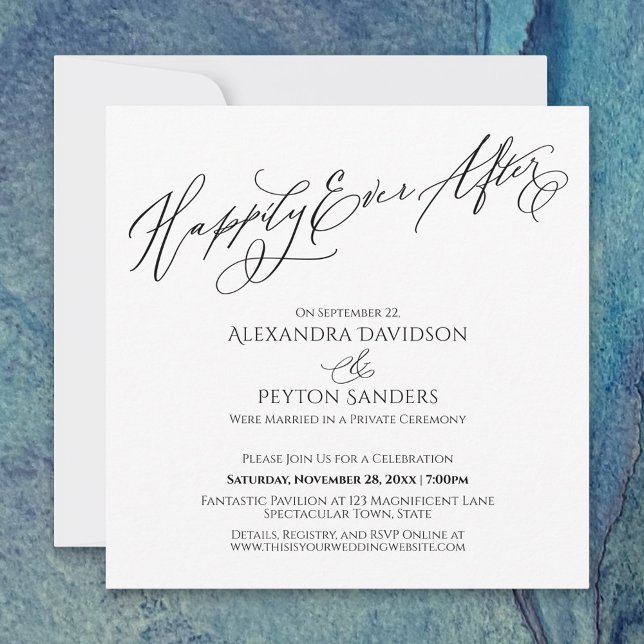 Elegant Script Happily Ever After Simple Reception Invitation (Creator Uploaded)