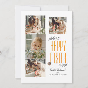 Elegant Script Happy Easter Family Photo Collage Holiday Card