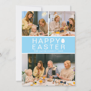 Elegant Script Happy Easter Family Photo Collage Holiday Card