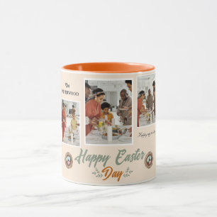 Elegant Script Happy Easter Family Three Photo Mug