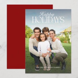 Elegant Script Happy Holidays Photo Christmas Holiday Card