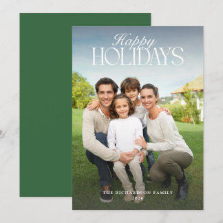 Elegant Script Happy Holidays Photo Christmas Holiday Card