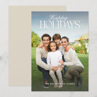 Elegant Script Happy Holidays Photo Christmas Holiday Card