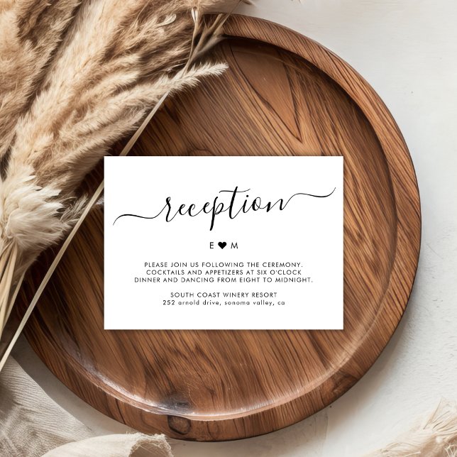  Elegant Script Heart Monogram Wedding Reception Enclosure Card (Creator Uploaded)