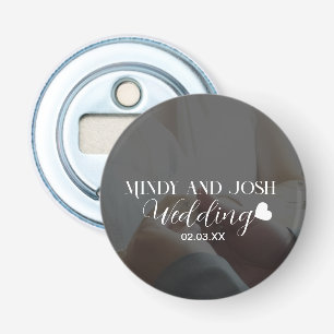 Elegant Script Heart Photo Bottle Opener