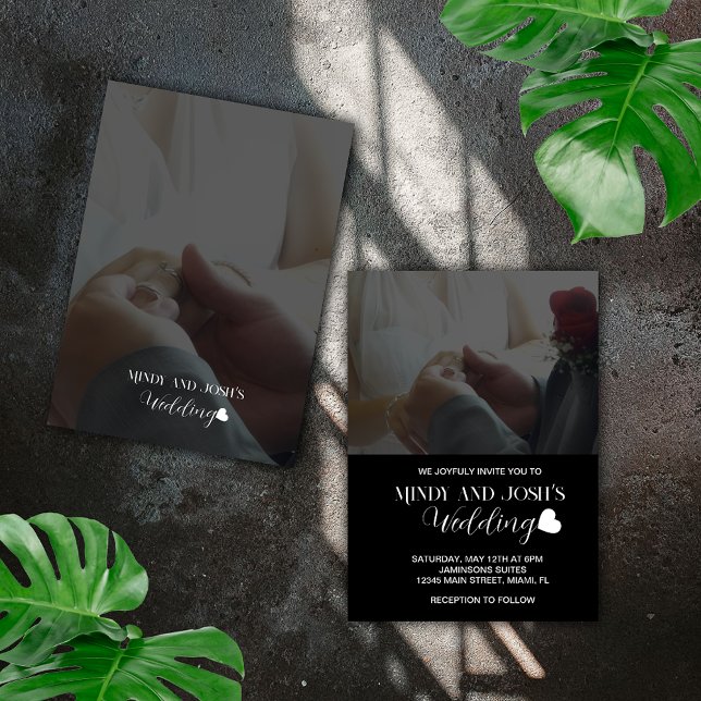 Elegant Script Heart Two Photo  Invitation (Creator Uploaded)