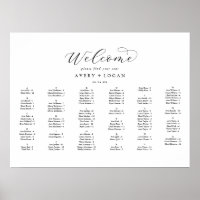 Elegant Script Horizontal Alphabetical Seating