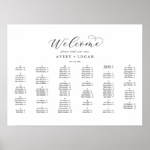Elegant Script Horizontal Alphabetical Seating Poster
