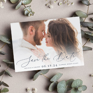 Elegant Script   Horizontal Photo Save The Date