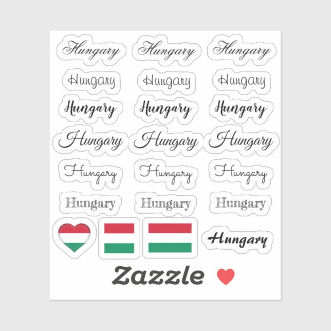 Elegant script Hungary & Hungarian Flag /name Set (Sheet)