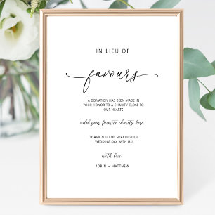 Elegant Script, In Lieu of Favours Sign