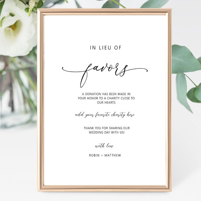 Elegant Script, In Lieu of Favours Sign (Creator Uploaded)