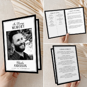 Elegant Script In Loving Memory Photo Memorial Program