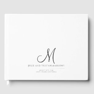 Elegant Script Initial Wedding Monogram Wedding  Guest Book
