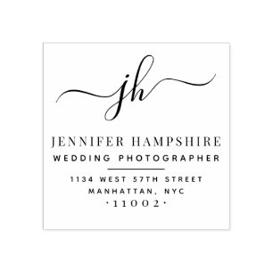 Elegant Script Initials Business Return Address Rubber Stamp