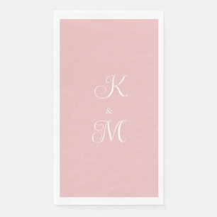 Elegant Script Initials Pink Wedding  Napkin