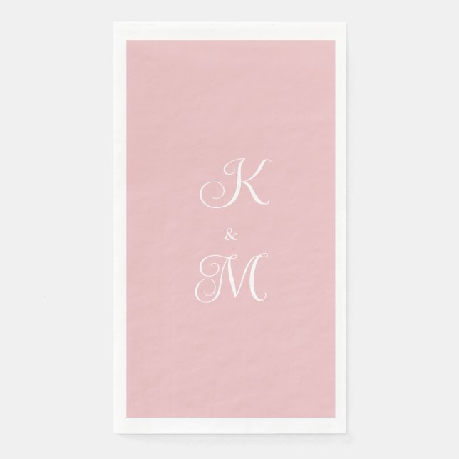 Elegant Script Initials Pink Wedding  Napkin (Front)