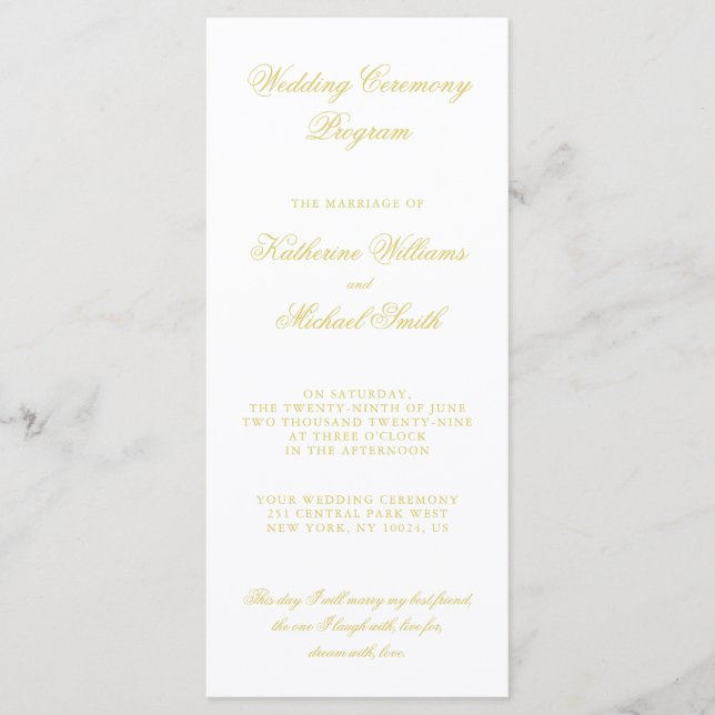 Elegant Script Island Citrus Wedding Programs (Front)