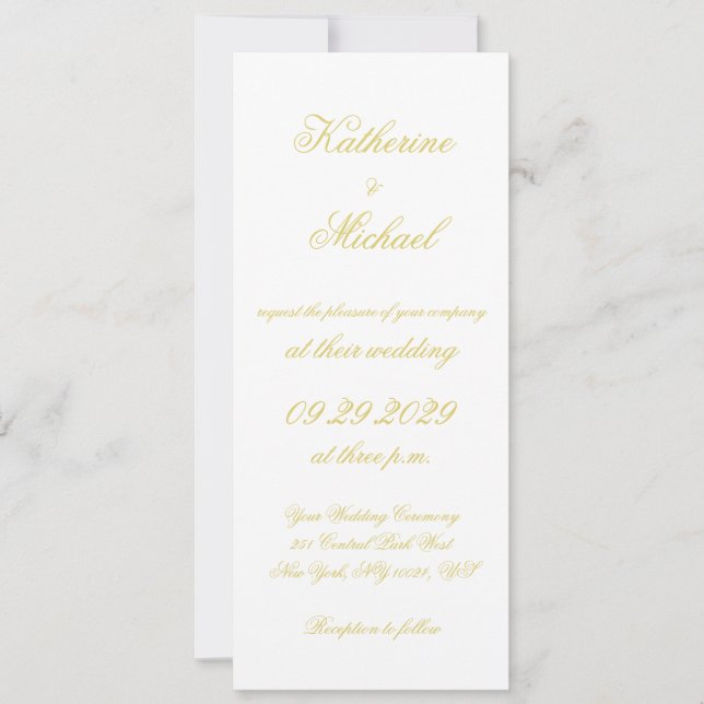 Elegant Script Island Citrus Yellow Wedding Invite (Front)