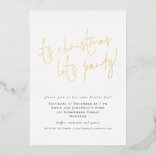 Elegant Script Its Christmas Lets Party Luxury (Front)