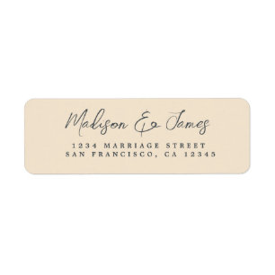 Elegant Script Ivory Wedding Return Address Label