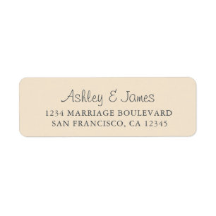 Elegant Script Ivory Wedding Return Address Label