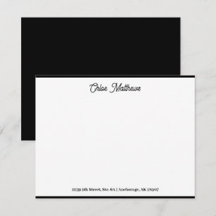 Elegant Script Jet Black Stationery Border Card
