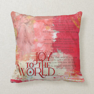 Elegant script Joy To The World Christmas Carol Cushion