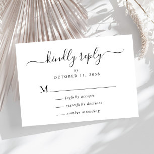 Elegant Script Kindly Reply Wedding RSVP Card