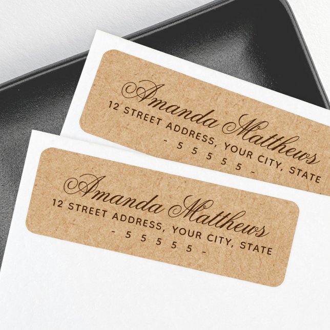 Elegant script Kraft paper look return address Label (Creator Uploaded)