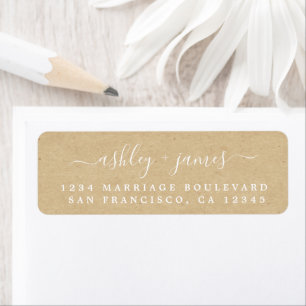 Elegant Script Kraft Paper Wedding Return Address Return Address Label